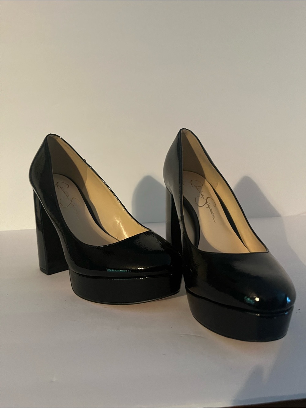 Jessica Simpson Black Patent Platform Pumps